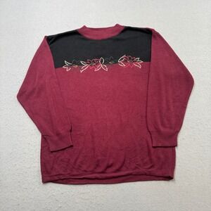Vintage Modes Ky Plus Sweater Women's XL Burgundy Crewneck Lightweight‎ Pullover